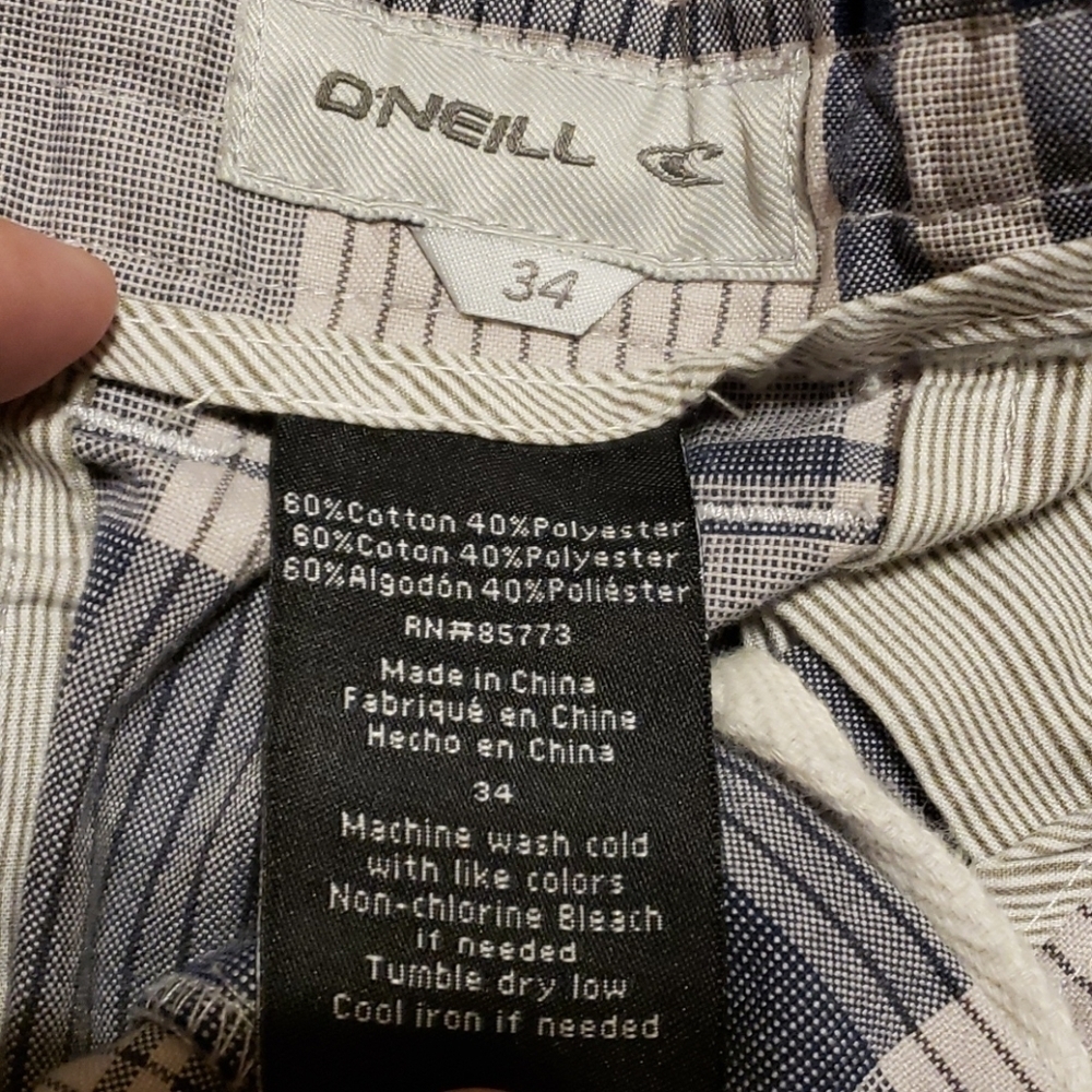 O'Neill blue & grey plaid flat front board shorts - Picture 3 of 5